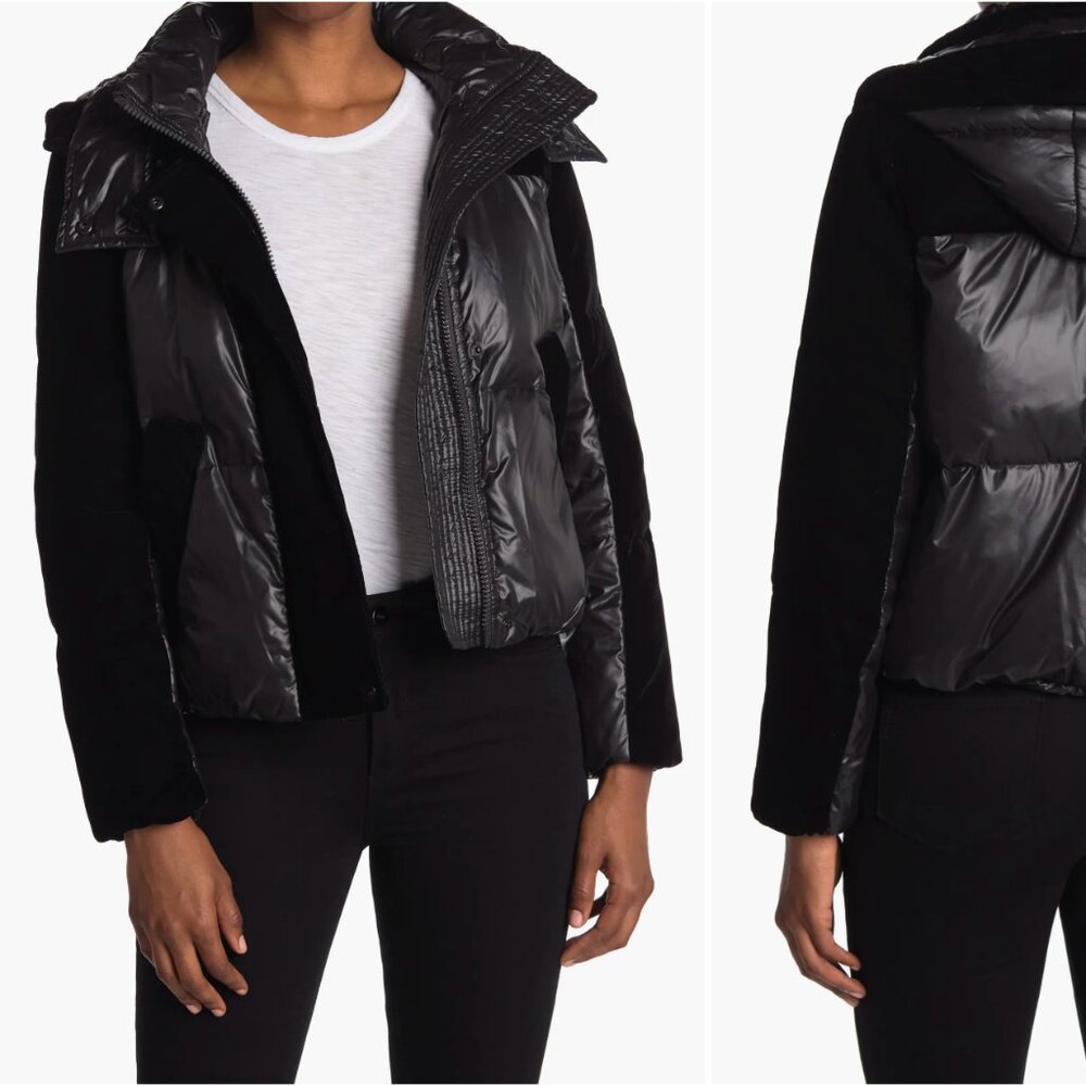 NWOT Marc New York Vega Hooded Mixed-Media Down Puffer Coat